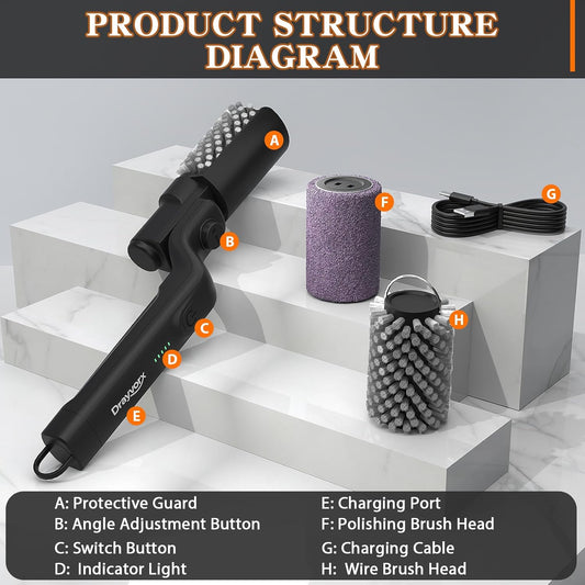 GrillHawk™ Electric Brush - Cordless Electric BBQ Grill Cleaner – Double Head, USB Rechargeable, Powerful Motor!